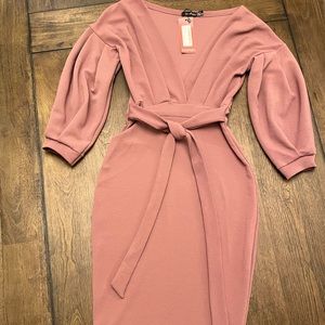Off The Shoulder Wrap Midi Dress